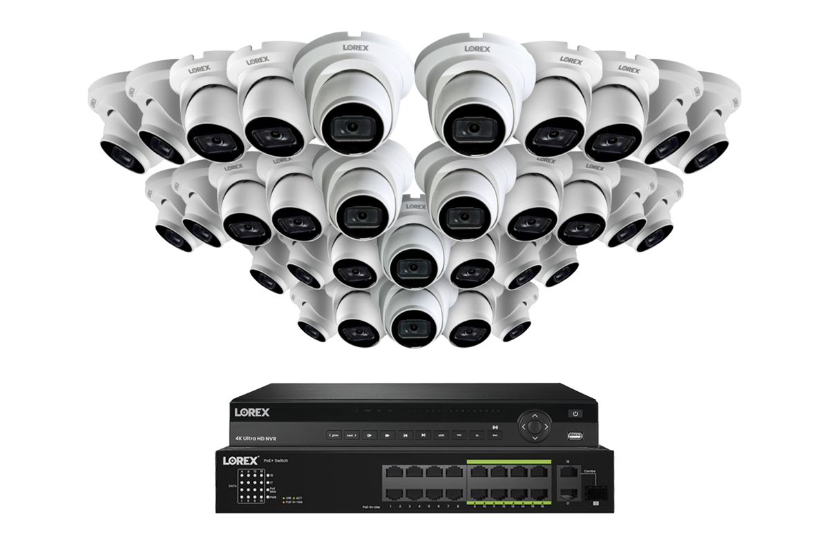 Lorex Elite Series 4K 32 Camera Capable 6TB Wired NVR System with A14 IP Turret Cameras