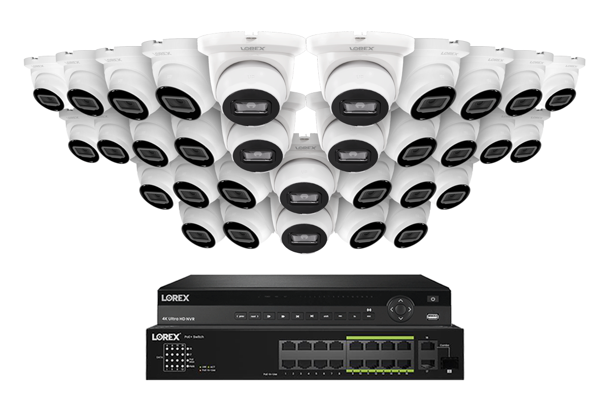Lorex Elite Series 4K 32 Camera Capable 6TB Wired NVR System with 4MP (2K) A4 IP Turret Cameras