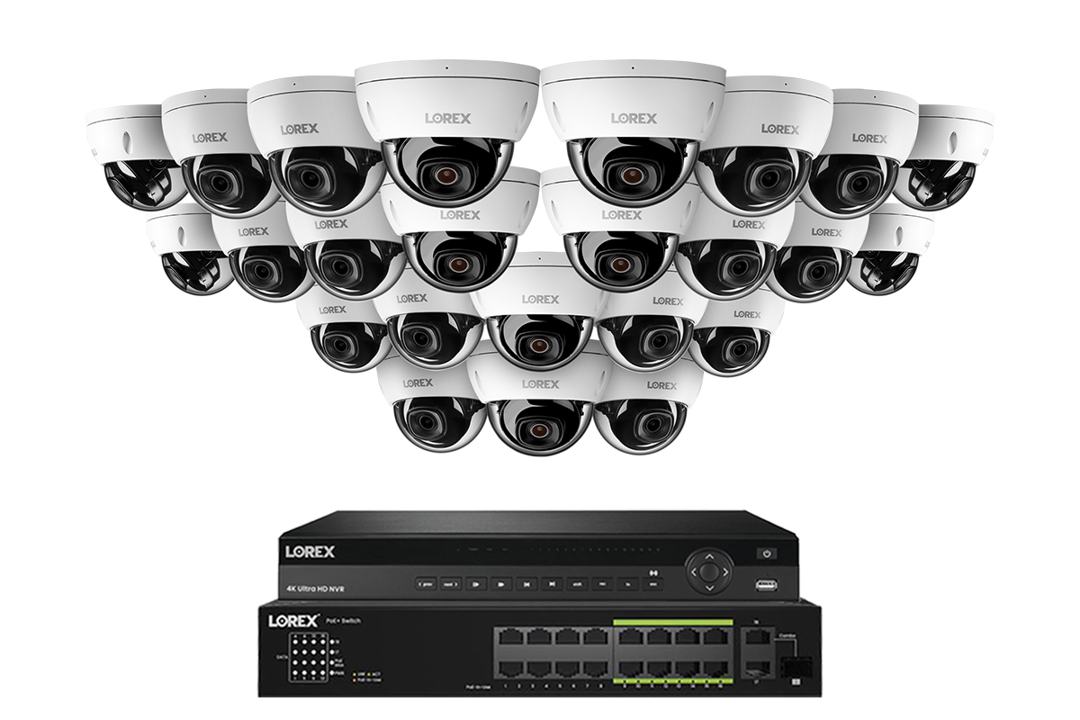 Lorex Elite Series 4K 32 Camera Capable 8TB Wired NVR System with 8MP (4K) A10 IP Dome Cameras