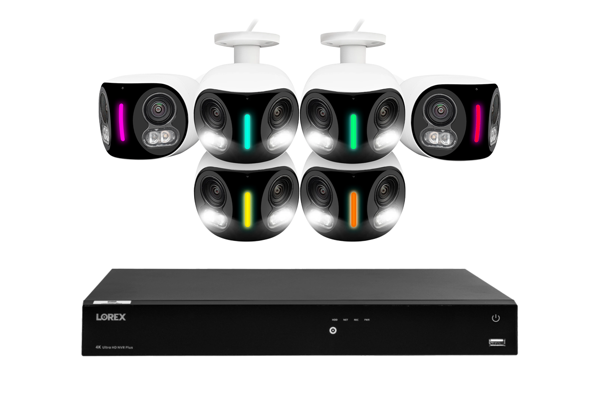Lorex Fusion Series 4K 16 Camera Capable (Wired or Fusion Wi-Fi) 4TB Wired NVR System with H20 IP Dual Lens Cameras