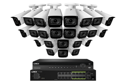 Lorex 4K (32 Camera Capable) 8TB Wired NVR System with Nocturnal 3 Smart IP Bullet Cameras Featuring Motorized Varifocal Lens and 30FPS Recording