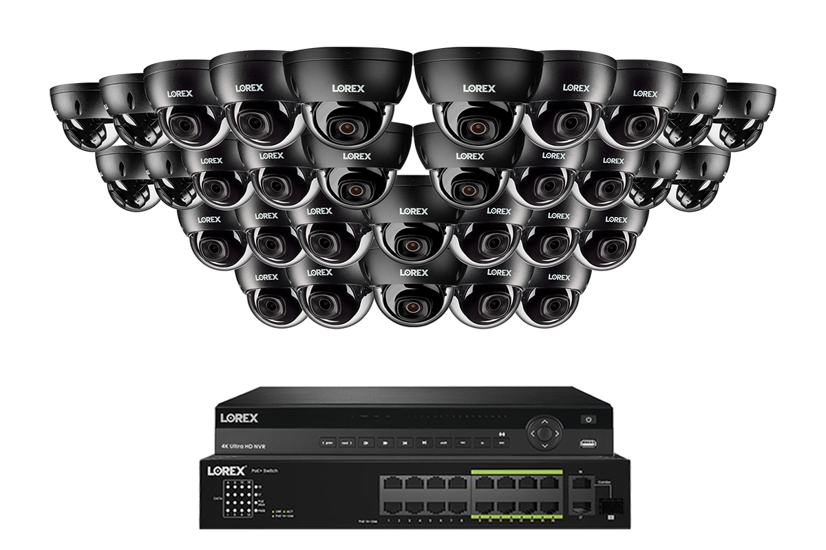 Lorex Elite Series 4K 32 Camera Capable 6TB Wired NVR System with 8MP (4K) A10 IP Dome Cameras