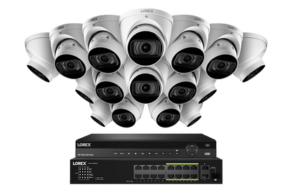 Lorex 4K (32 Camera Capable) 6TB Wired NVR System with Nocturnal 3 Smart IP Turret Cameras Featuring Motorized Varifocal Lens and 30FPS Recording