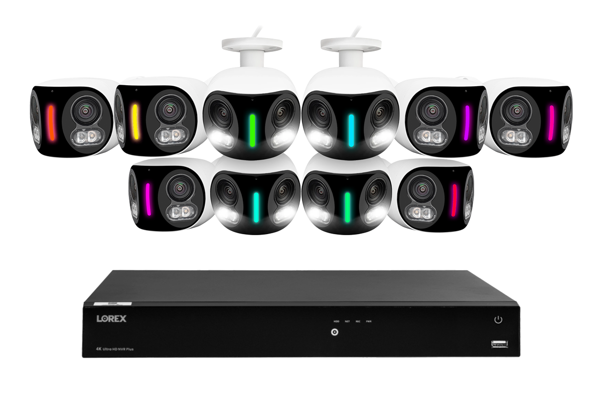 Lorex Fusion Series 4K 16 Camera Capable (Wired or Fusion Wi-Fi) 4TB Wired NVR System with H20 IP Dual Lens Cameras