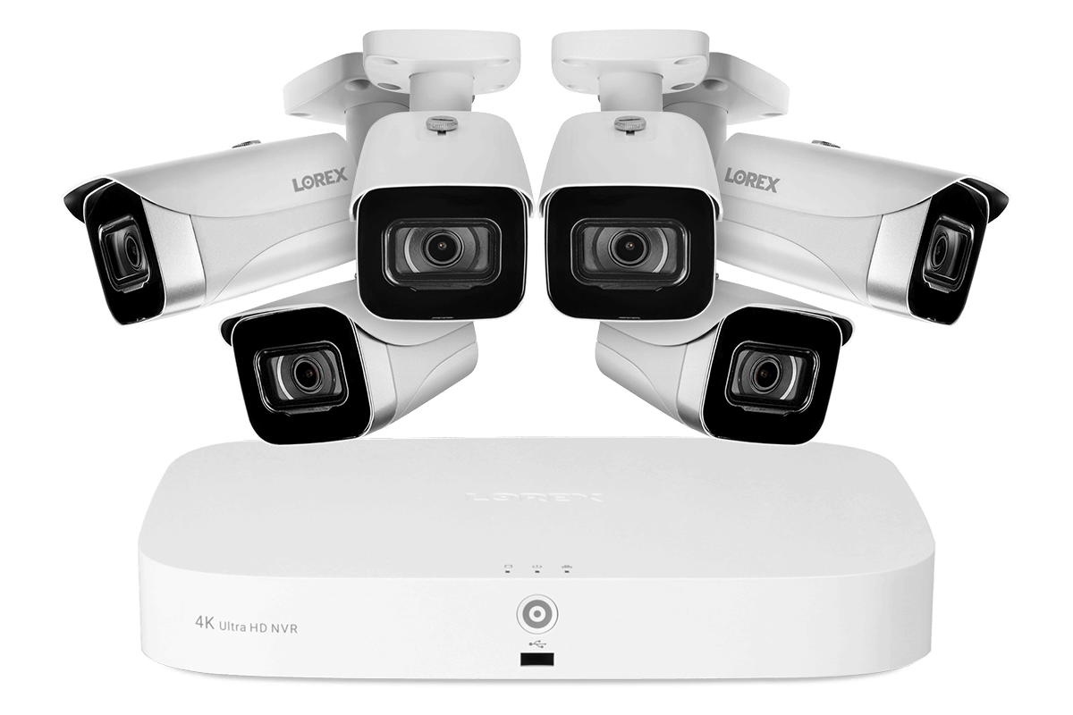 4K 8-channel 2TB Wired NVR System with 6 Cameras
