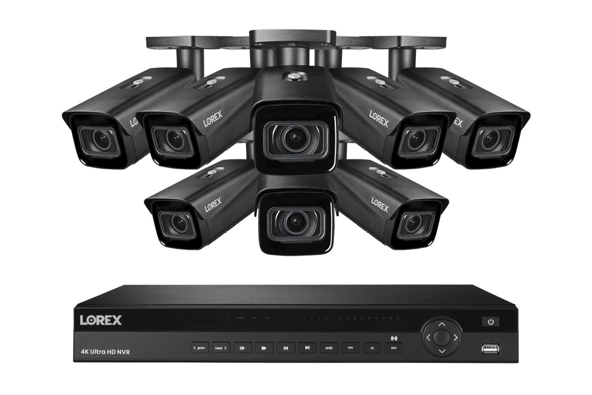 Lorex 4K (16 Camera Capable) 4TB Wired NVR System with Nocturnal 3 Smart IP Bullet Cameras with Motorized Varifocal Lens