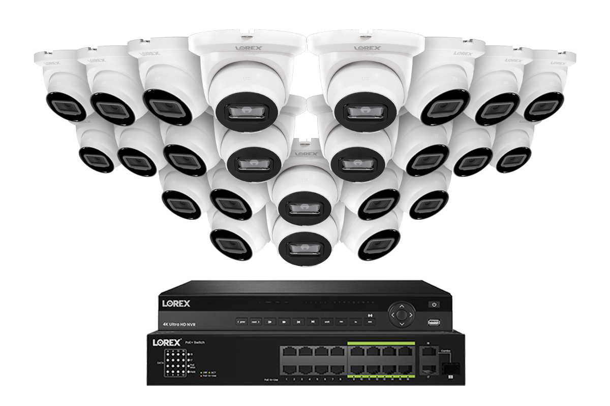 Lorex Elite Series 4K 32 Camera Capable 6TB Wired NVR System with 4MP (2K) A4 IP Turret Cameras