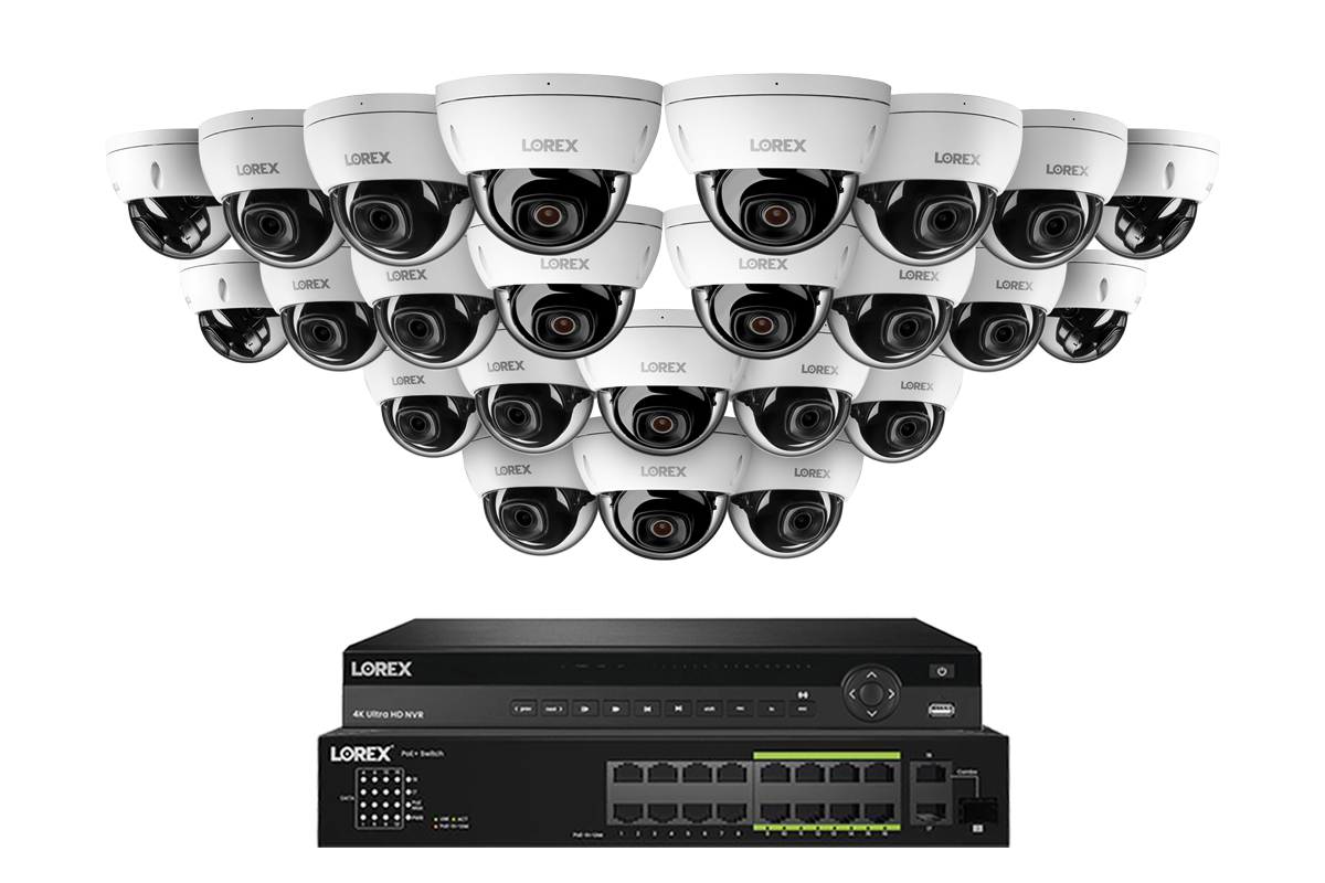 Lorex Elite Series 4K 32 Camera Capable 6TB Wired NVR System with 4MP (2K) A4 IP Dome Cameras