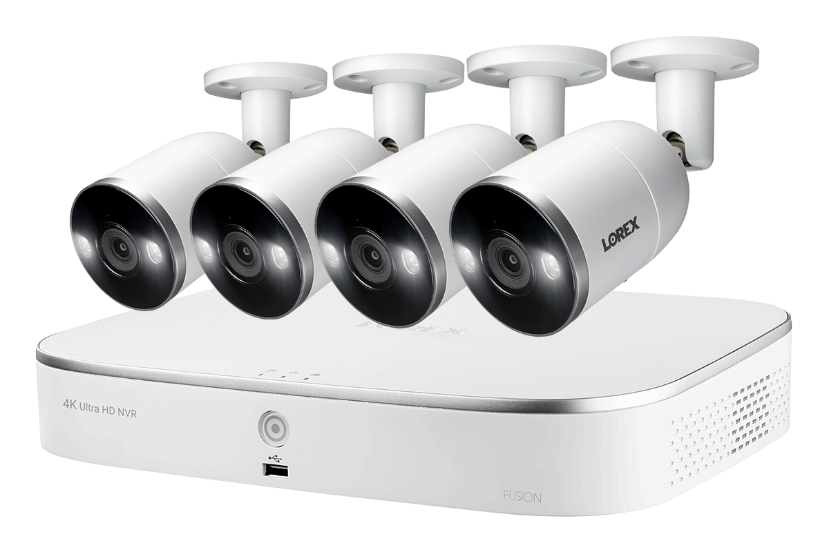 4K Ultra HD 8-Channel Fusion NVR System with 4 Smart Deterrence 4K 8MP IP Cameras, 150FT Night Vision, 3TB Hard Drive