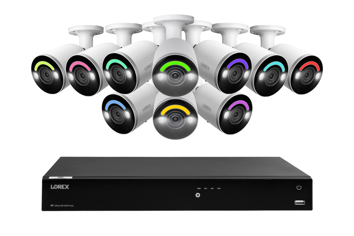 Lorex Fusion Series 4K 16 Camera Capable (Wired or Fusion Wi-Fi) 6TB Wired NVR System with H12 Wired 4K IP Bullet Cameras