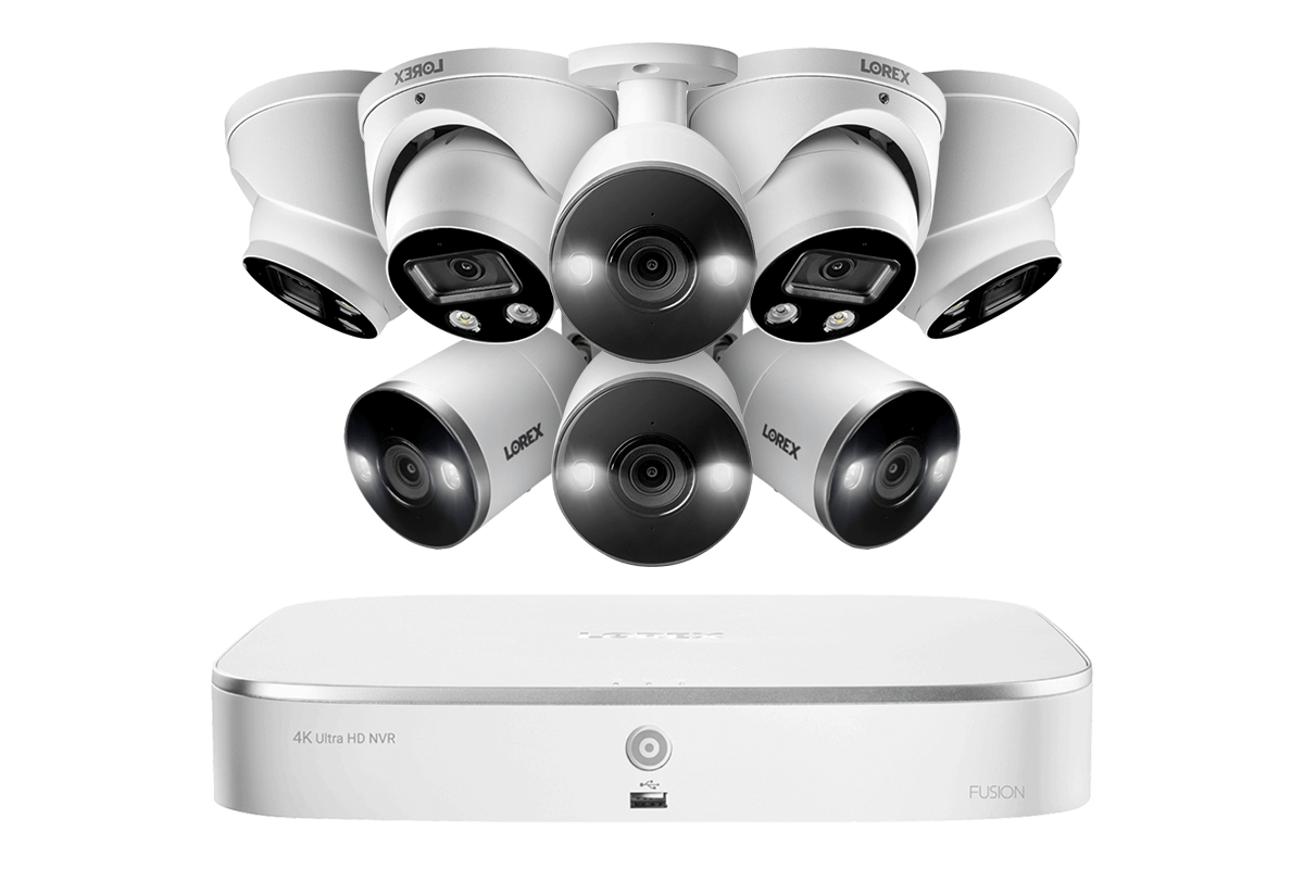 8-Channel Fusion NVR System with Dome and Bullet Smart Deterrence 4K IP Cameras