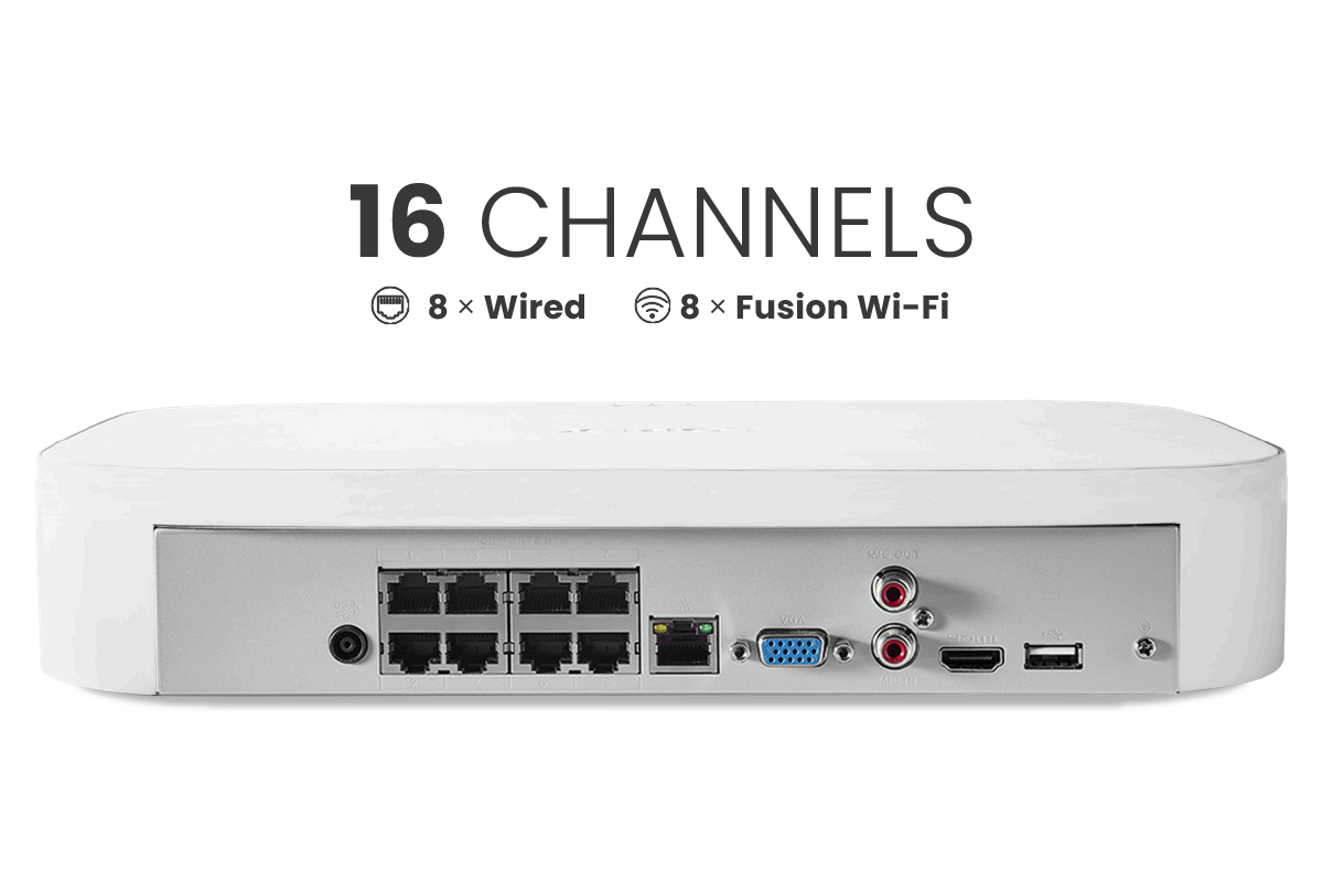 Lorex Fusion 4K 16 Camera Capable (8 Wired and 8 Wi-Fi ) Network Video Recorder