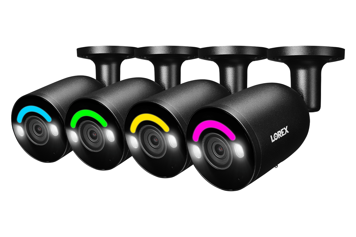 Lorex 4K IP Wired Bullet Security Camera with Smart Security Lighting and Smart Motion Detection (4-pack)
