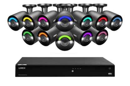 Lorex Fusion Series 4K 16 Camera Capable (Wired or Fusion Wi-Fi) 6TB Wired NVR System with H12 Wired 4K IP Bullet Cameras