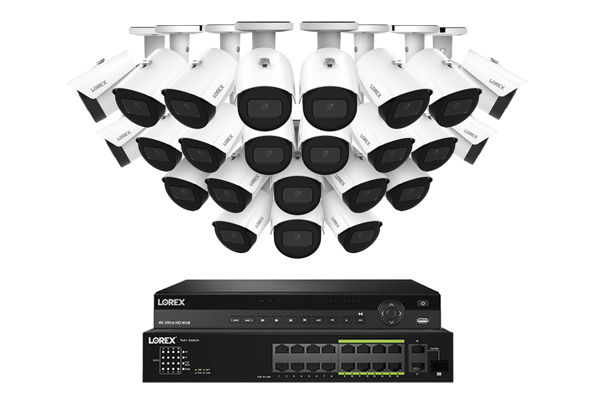 Lorex Elite Series 4K 32 Camera Capable 6TB Wired NVR System with 4MP (2K) A4 IP Bullet Cameras