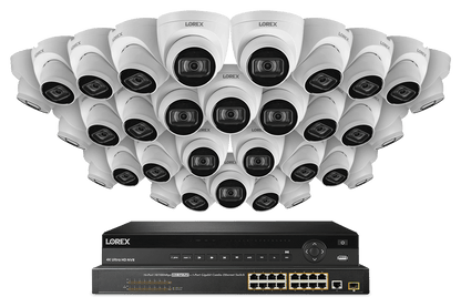 32-Channel NVR System with 4K (8MP) IP Dome Cameras with Listen-In Audio