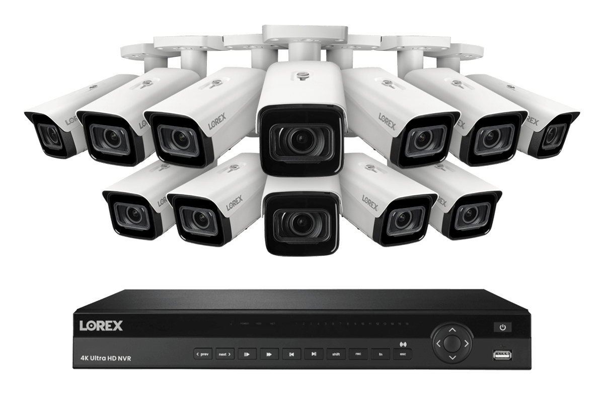 Lorex 4K (16 Camera Capable) 4TB Wired NVR System with Nocturnal 3 Smart IP Bullet Cameras with Motorized Varifocal Lens