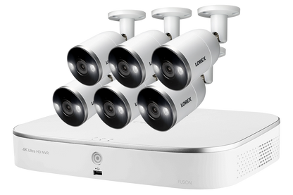 4K Ultra HD 8-Channel Fusion NVR System with 6 Smart Deterrence 4K 8MP IP Cameras, 150FT Night Vision, 3TB Hard Drive