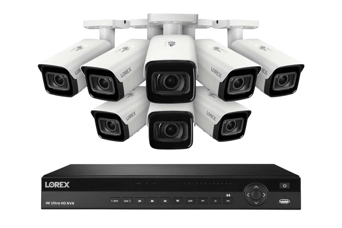 Lorex 4K (16 Camera Capable) 6TB Wired NVR System with Nocturnal 3 Smart IP Bullet Cameras with Motorized Varifocal Lens